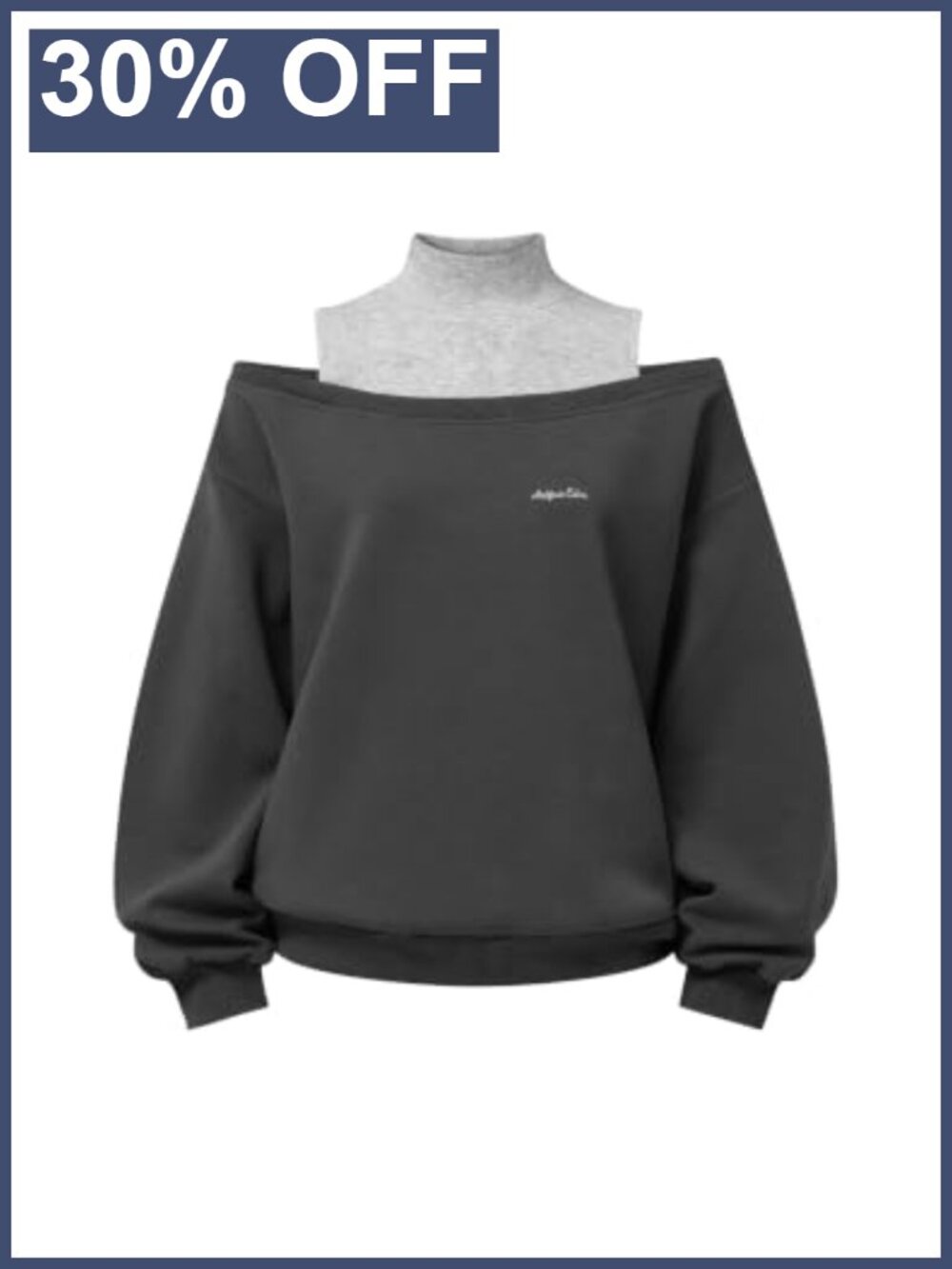 Boxy Off The Shoulder Mock Neck Sweatshirt Oversized Pullover